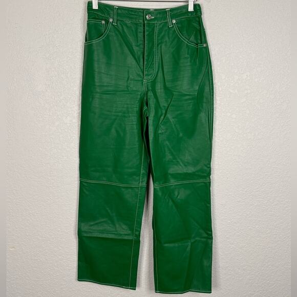 Free People The it Factor Vegan Pants in green Boho Hippie Pop of Color Goblin - Picture 1 of 9